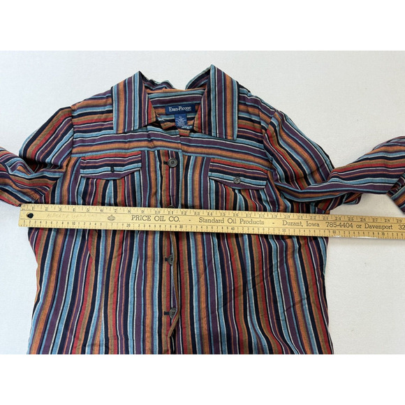 Evan Picone Shaket Blouse Sz 1 X Striped Long Sleeve Boho Western Crop Top - Picture 12 of 13